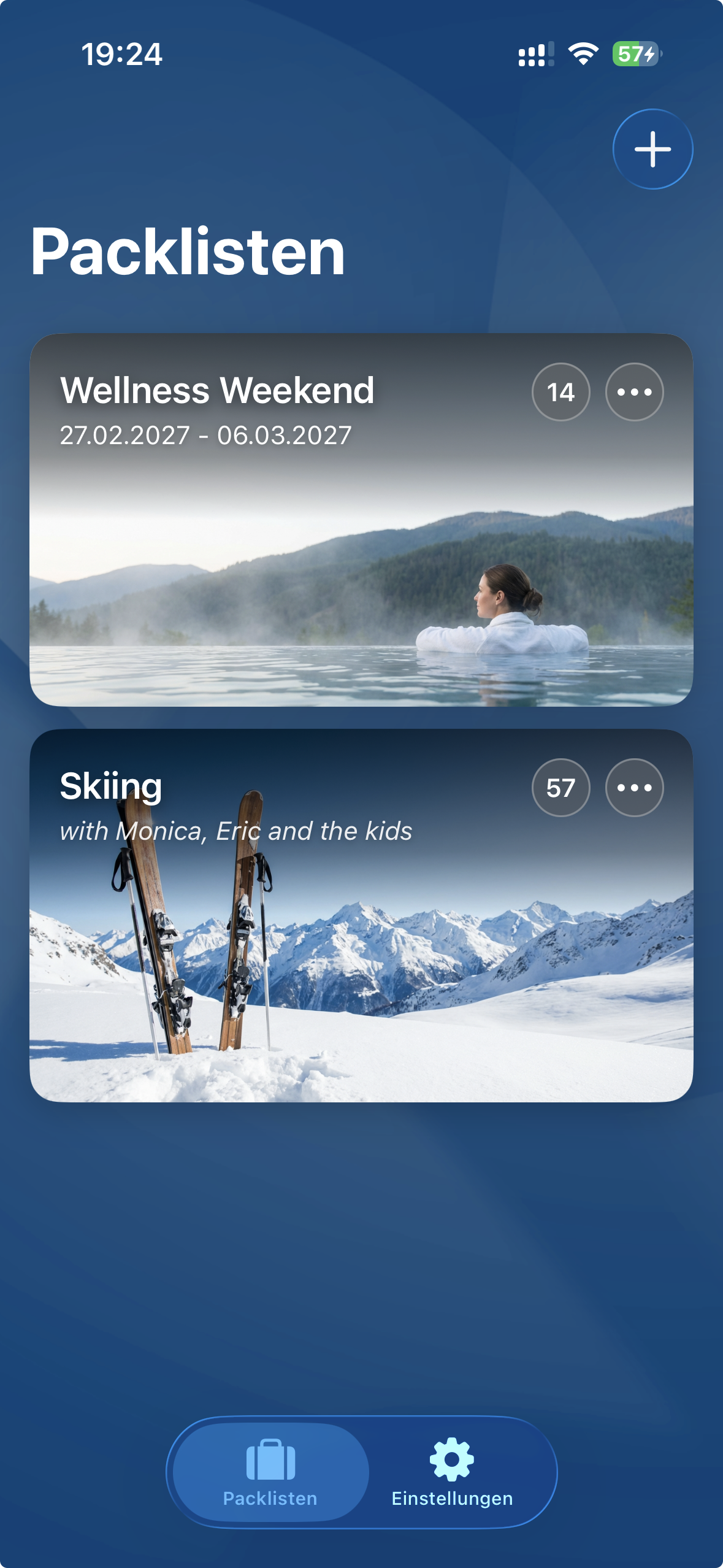 Packster App - Packlisten Übersicht